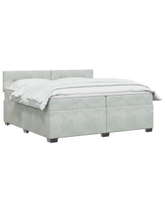 Letto con Box Spring, Materasso e LED Grigio Chiaro Velluto 2