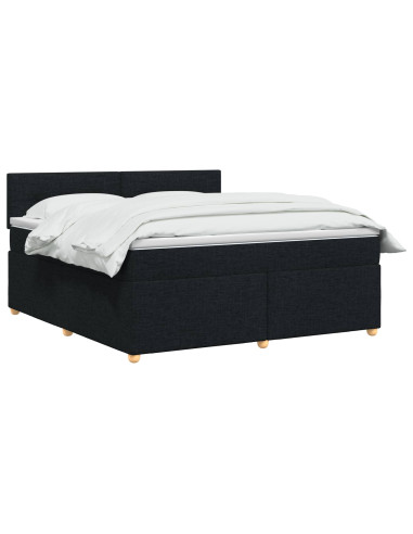 Letto box spring con materasso Nero 180 x 200 cm Tessuto