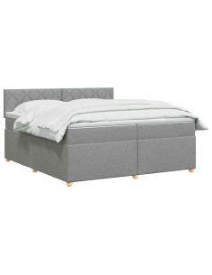 Letto box spring con materasso Grigio Chiaro 200 x 200 cm 2