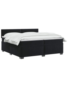 Letto con Box Spring, Materasso e LED Nero 200 x 200 cm Velluto 2