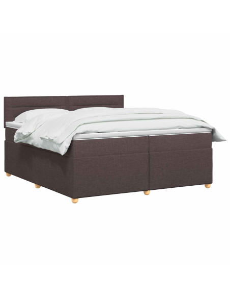 Letto box spring con materasso Marrone Scuro 200 x 200 cm