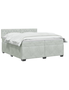 Letto con Box Spring, Materasso e LED Grigio Chiaro Velluto 2