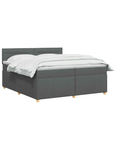 Letto box spring con materasso Grigio Scuro 200 x 200 cm 2