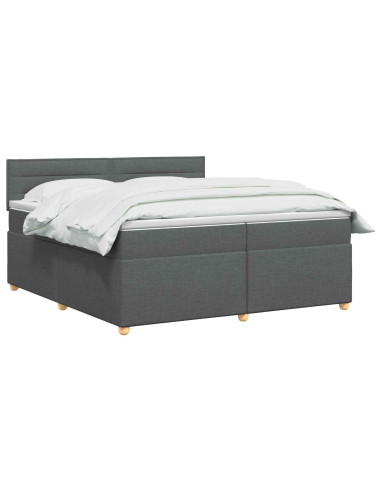 Letto box spring con materasso Grigio Scuro 200 x 200 cm