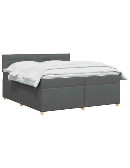 Letto box spring con materasso Grigio Scuro 200 x 200 cm