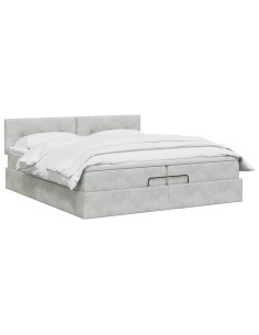 Letto Ottomano con Materasso e LED Grigio Chiaro 200 x 200 cm 2