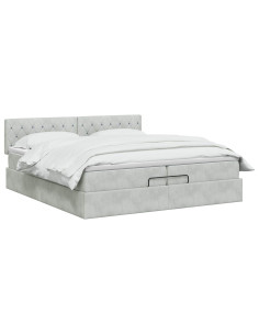 Letto Ottomano con Materasso e LED Grigio Chiaro 200 x 200 cm 2