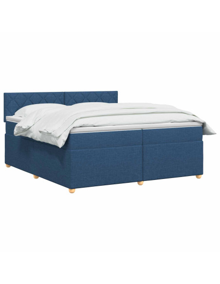 Letto box spring con materasso Blu 200 x 200 cm Tessuto