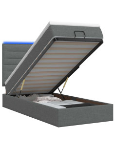 Letto Ottomano con Materasso e LED Grigio Scuro 100 x 200 cm