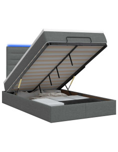 Letto Ottomano con Materasso e LED Grigio Scuro 120 x 200 cm