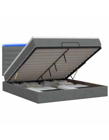 Letto Ottomano con Materasso e LED Grigio Scuro 140 x 190 cm