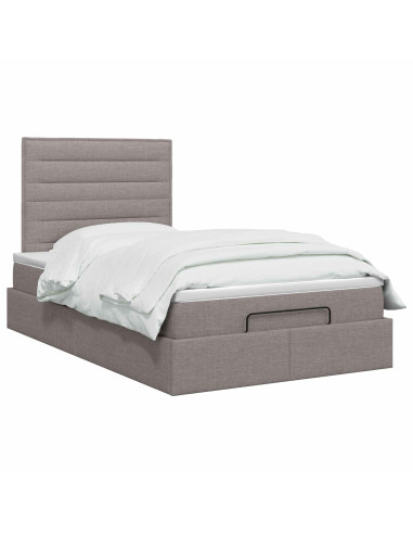 Letto Ottomano con Materasso e LED Tortora 120 x 200 cm Tessuto