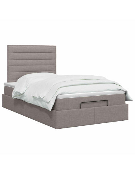 Letto Ottomano con Materasso e LED Tortora 120 x 200 cm Tessuto