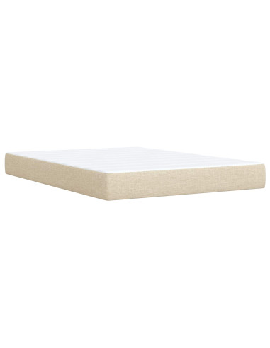 Letto Ottomano con Materasso e LED Crema 140 x 190 cm Tessuto