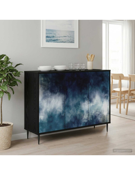 Credenza RAALTE Rovere Nero 102 x 33 x 76 cm