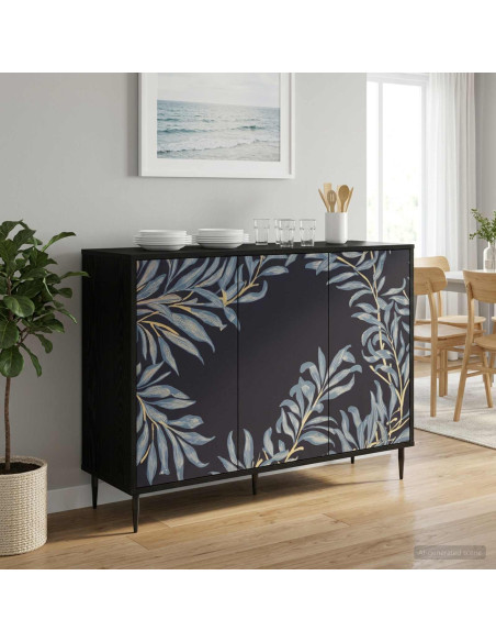 Credenza DOKKUM Rovere Nero 102 x 33 x 76 cm