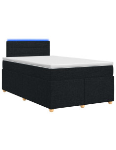 Letto box spring con materasso Nero 120 x 200 cm Tessuto