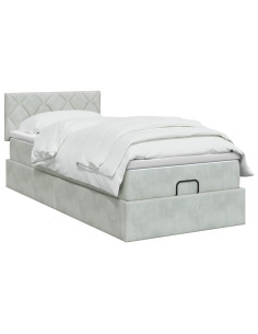 Letto Ottomano con Materasso e LED Grigio Chiaro 90 x 190 cm 2