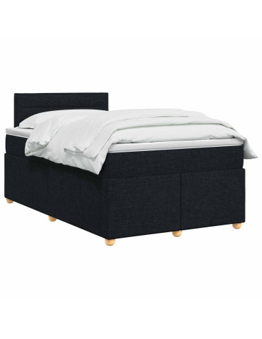 Letto box spring con materasso Nero 120 x 200 cm Tessuto