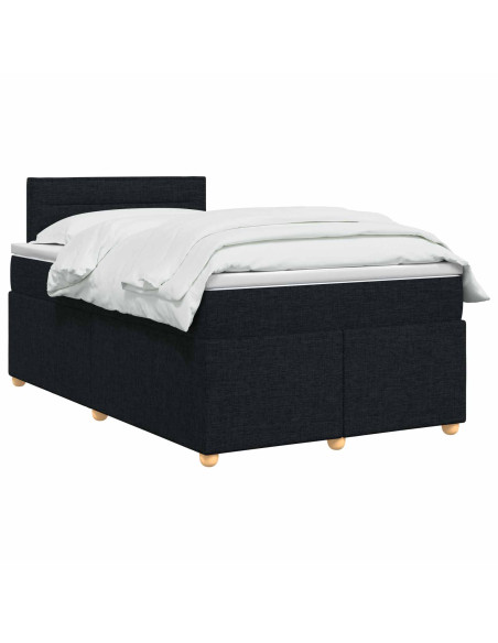Letto box spring con materasso Nero 120 x 200 cm Tessuto