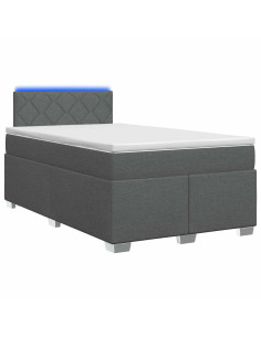 Letto con Box Spring, Materasso e LED Grigio Scuro 120 x 200 cm