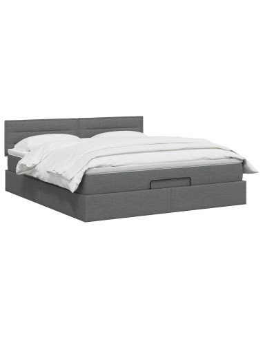 Letto Ottomano con Materasso e LED Grigio Scuro 160 x 200 cm
