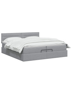 Letto Ottomano con Materasso e LED Grigio Chiaro 200 x 200 cm 2
