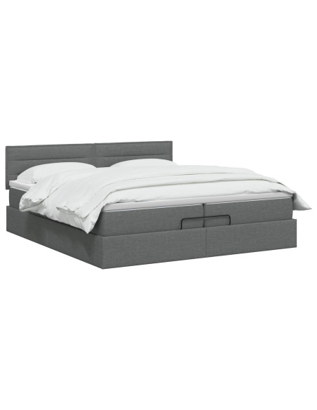 Letto Ottomano con Materasso e LED Grigio Scuro 200 x 200 cm