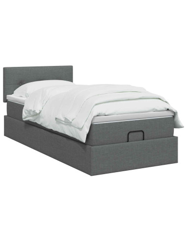 Letto Ottomano con Materasso e LED Grigio Scuro 80 x 200 cm