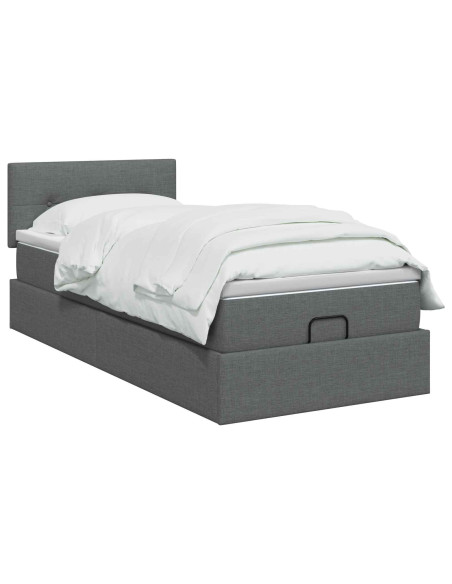 Letto Ottomano con Materasso e LED Grigio Scuro 80 x 200 cm