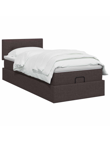 Letto Ottomano con Materasso e LED Marrone Scuro 80 x 200 cm