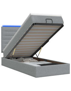 Letto Ottomano con Materasso e LED Grigio Chiaro 80 x 200 cm