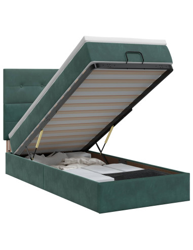 Letto ottomano con materasso Verde Scuro 80 x 200 cm Velluto