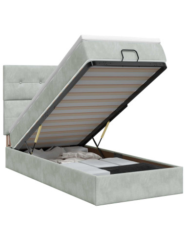 Letto ottomano con materasso Grigio Chiaro 80 x 200 cm Velluto