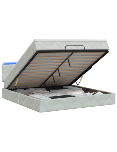Letto Ottomano con Materasso e LED Grigio Chiaro 140 x 190 cm
