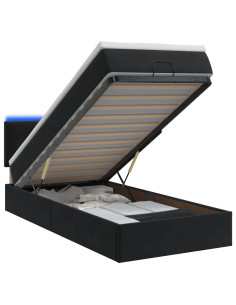 Letto Ottomano con Materasso e LED Nero 90 x 190 cm Velluto