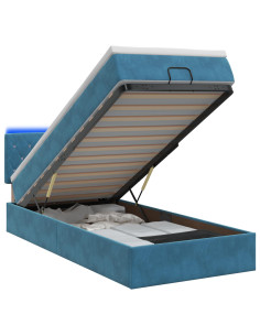 Letto Ottomano con Materasso e LED Blu scuro 100 x 200 cm