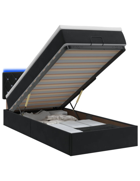 Letto Ottomano con Materasso e LED Nero 80 x 200 cm Velluto