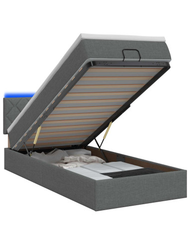 Letto Ottomano con Materasso e LED Grigio Scuro 80 x 200 cm