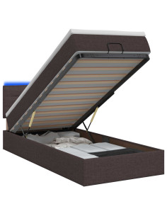 Letto Ottomano con Materasso e LED Marrone Scuro 80 x 200 cm