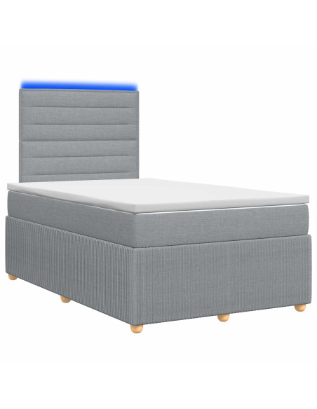 Letto Box Spring LED con Materasso Grigio Chiaro 120 x 190 cm
