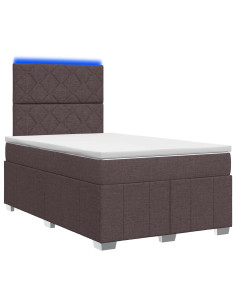 Letto Box Spring LED con Materasso Marrone Scuro 120 x 190 cm