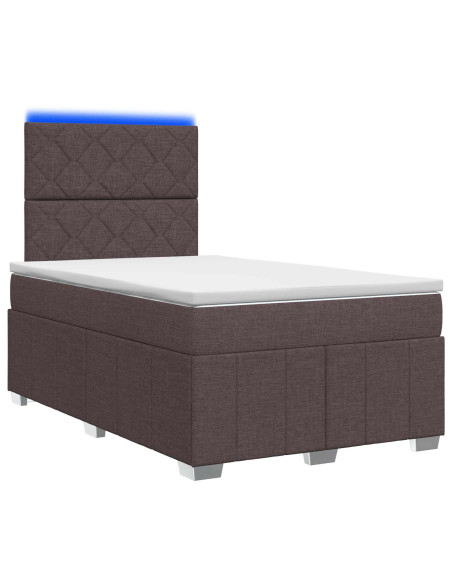 Letto Box Spring LED con Materasso Marrone Scuro 120 x 190 cm