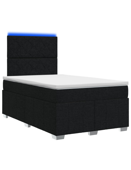 Letto Box Spring LED con Materasso Nero 120 x 190 cm Tessuto