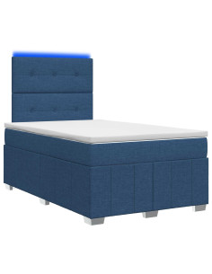 Letto Box Spring LED con Materasso Blu 120 x 190 cm Tessuto