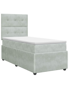 Letto box spring con materasso Grigio Chiaro Singolo Velluto