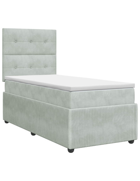 Letto box spring con materasso Grigio Chiaro Singolo Velluto