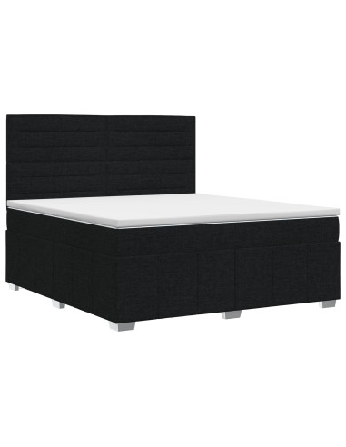 Letto box spring con materasso Nero 140 x 190 cm Tessuto