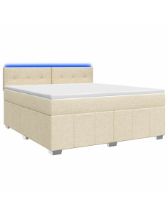 Letto box spring con materasso Crema 160 x 200 cm Tessuto