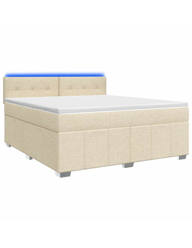 Letto box spring con materasso Crema 160 x 200 cm Tessuto